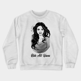 ride all waves, surfer girl, surf vibes, v2 Crewneck Sweatshirt